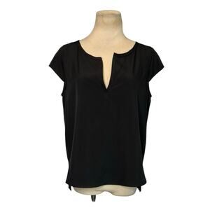 Glam black cap sleeves tunic blouse size Small